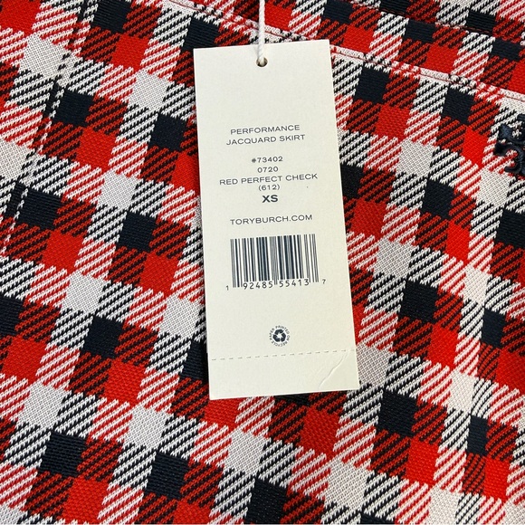 Tory Burch Sport Skirt Skort Womens Jacquard Red Blue Check Pockets XS NWT - Picture 11 of 11